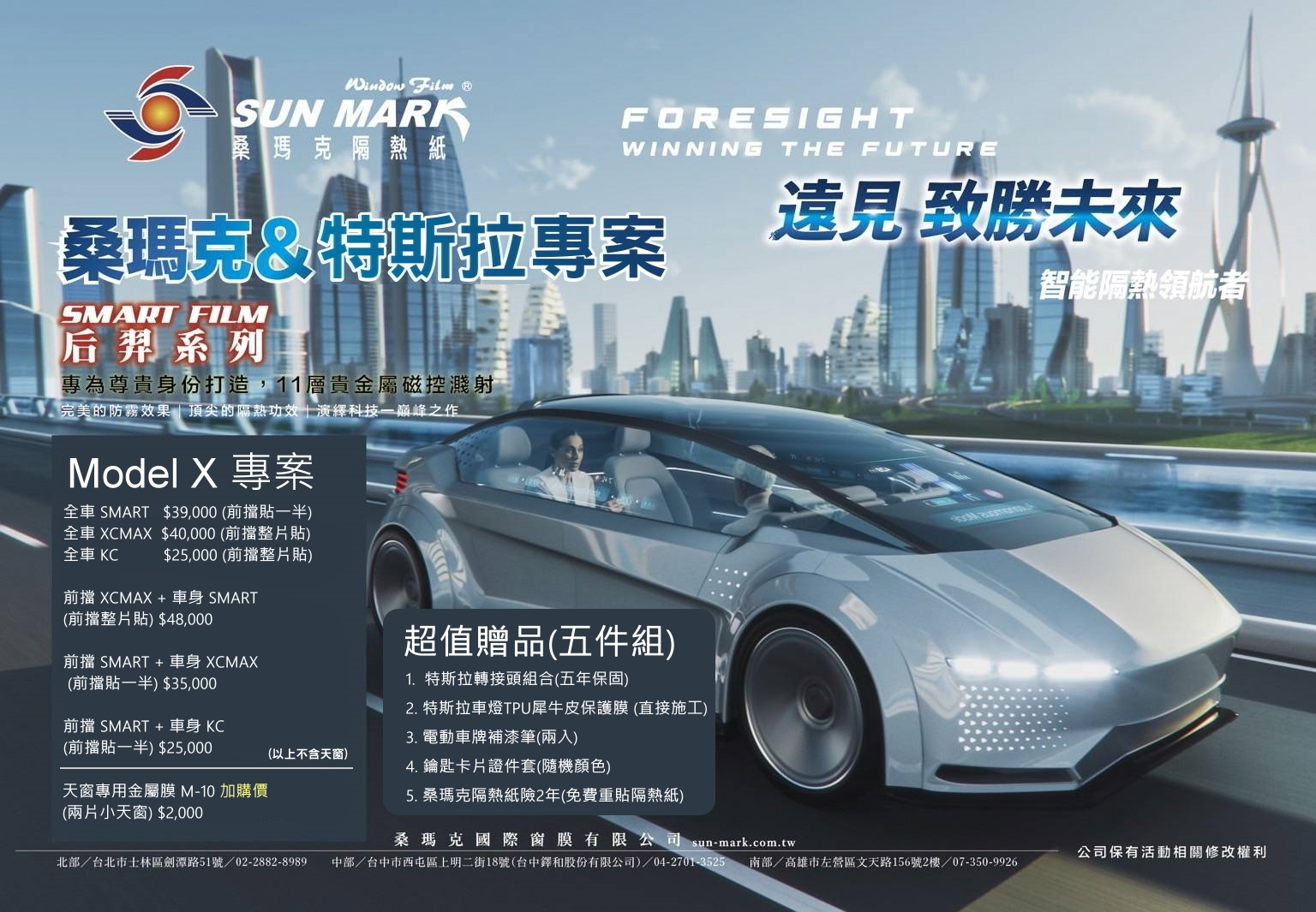 桑瑪克 Model X 隔熱紙團購專案(五大好禮)